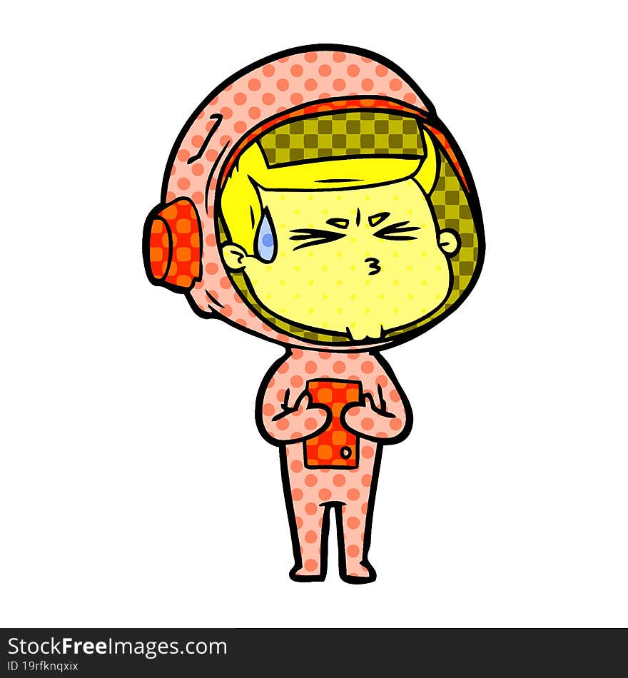 cartoon stressed astronaut. cartoon stressed astronaut