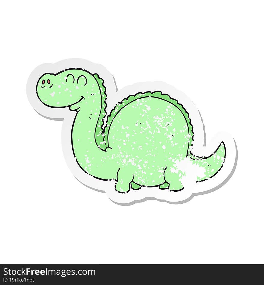 retro distressed sticker of a cartoon dinosaur