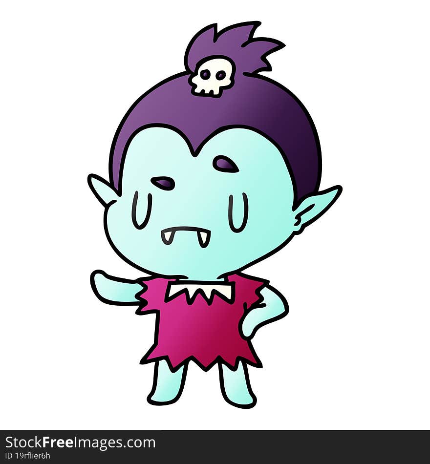 gradient cartoon kawaii of cute vampire girl