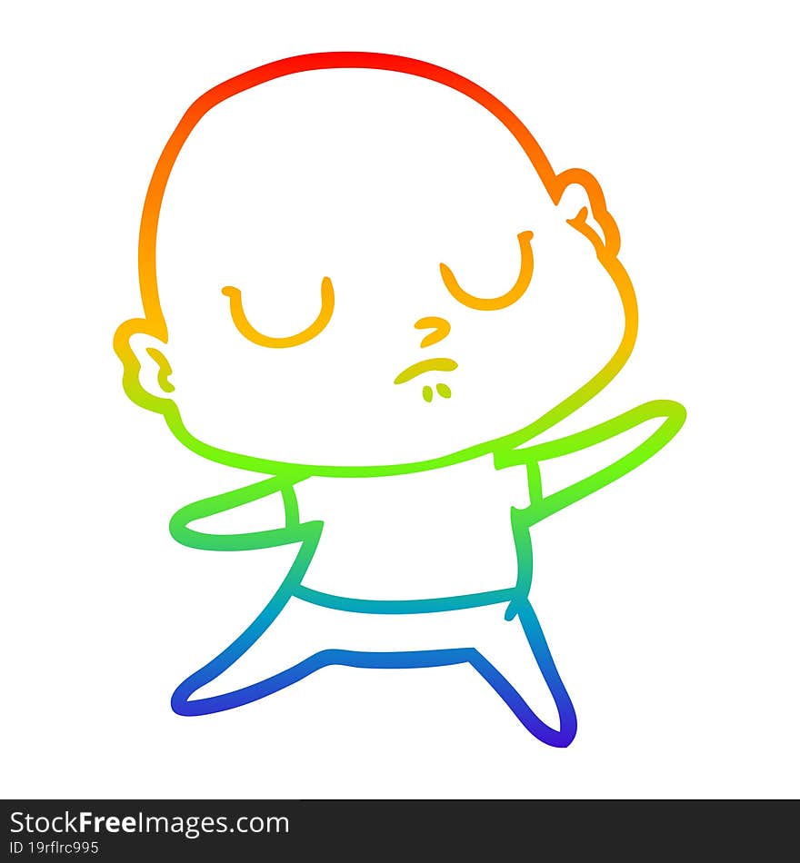 rainbow gradient line drawing of a cartoon bald man