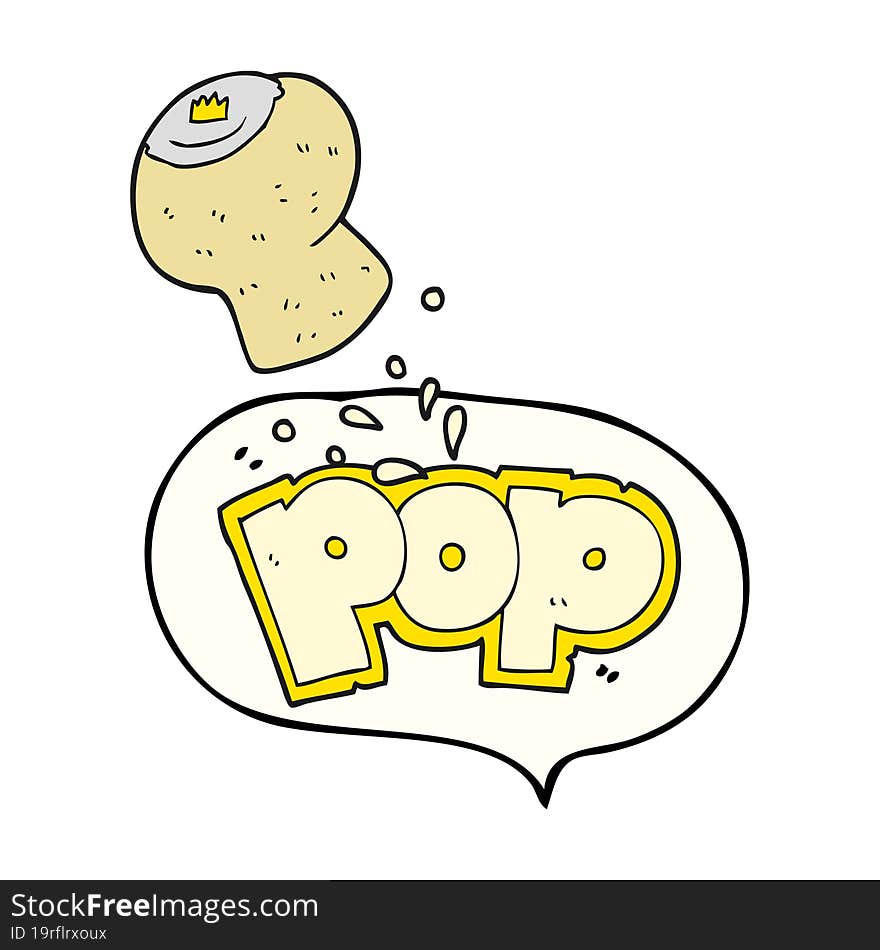 speech bubble cartoon champagne cork popping