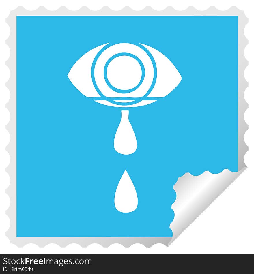 Square Peeling Sticker Cartoon Crying Eye