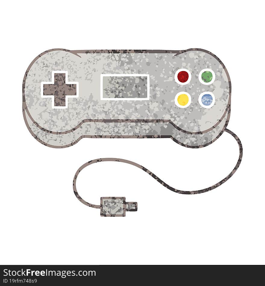 retro illustration style cartoon game controller