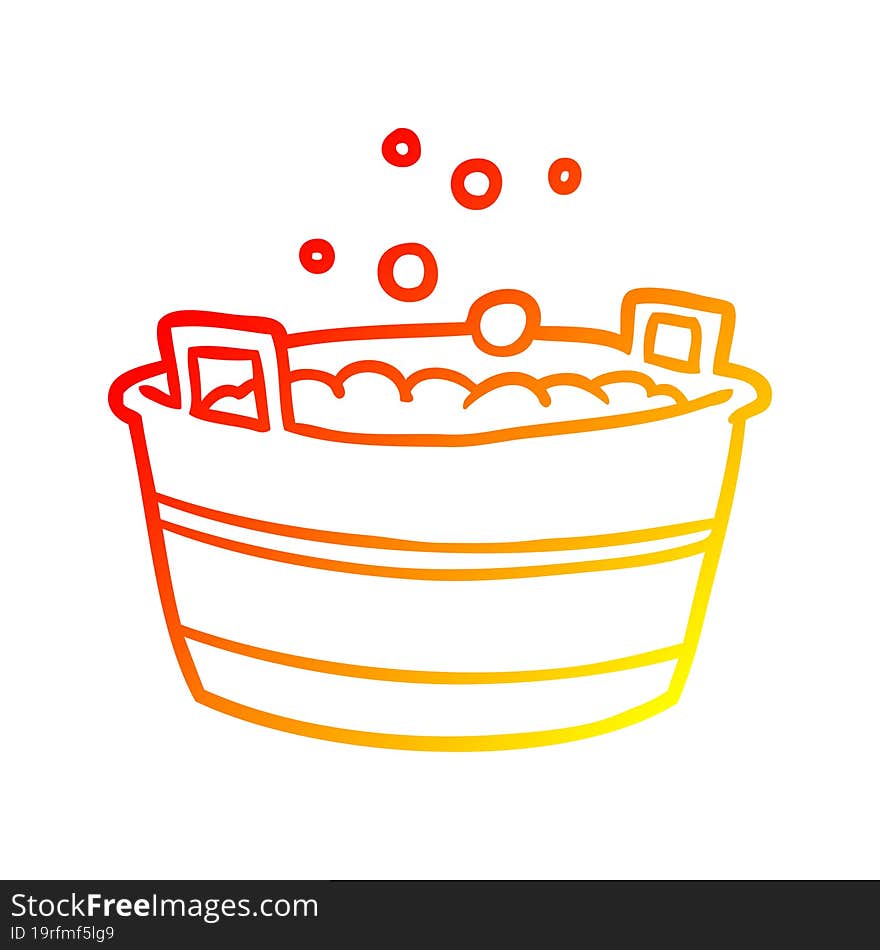 Warm Gradient Line Drawing Old Tin Bath Full Of Water