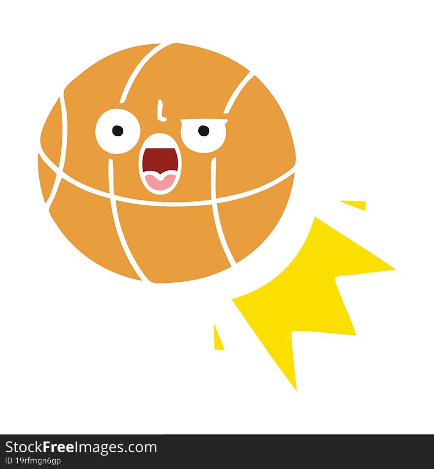 flat color retro cartoon of a basketball