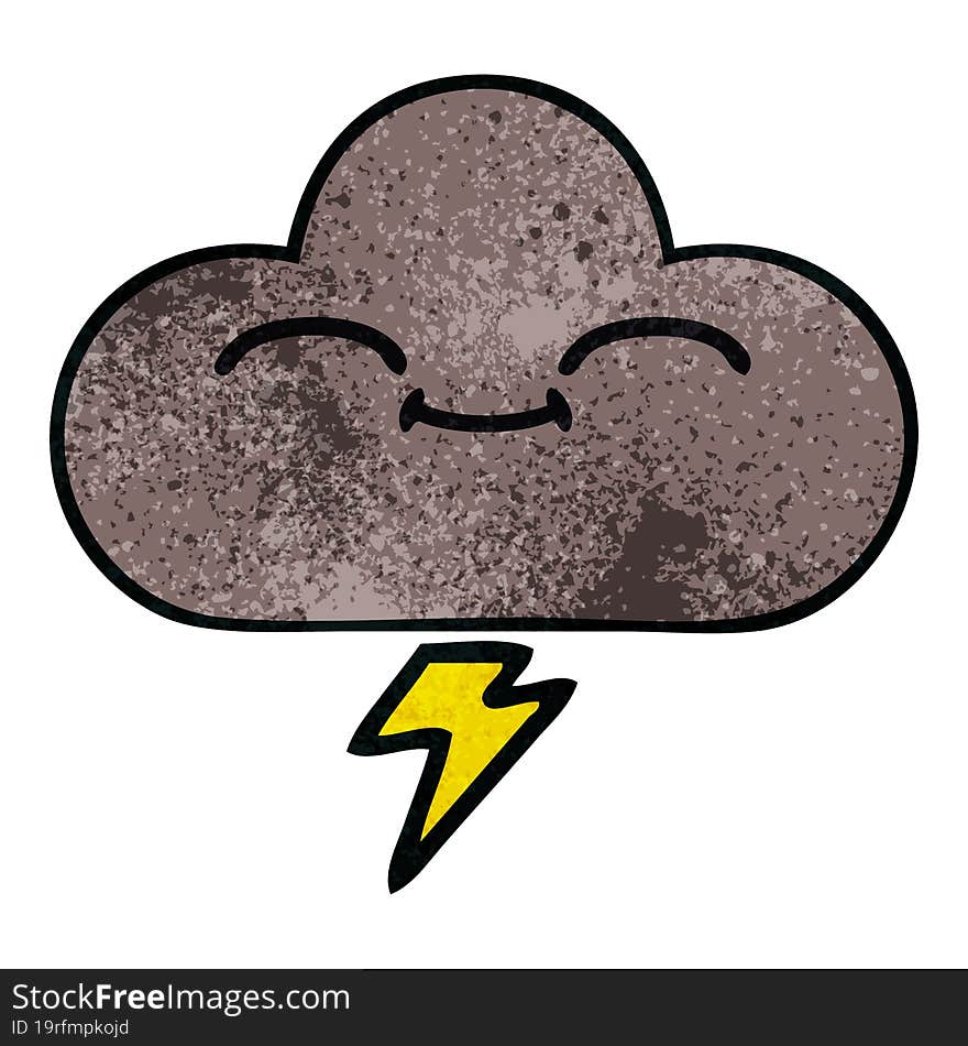 retro grunge texture cartoon of a storm cloud