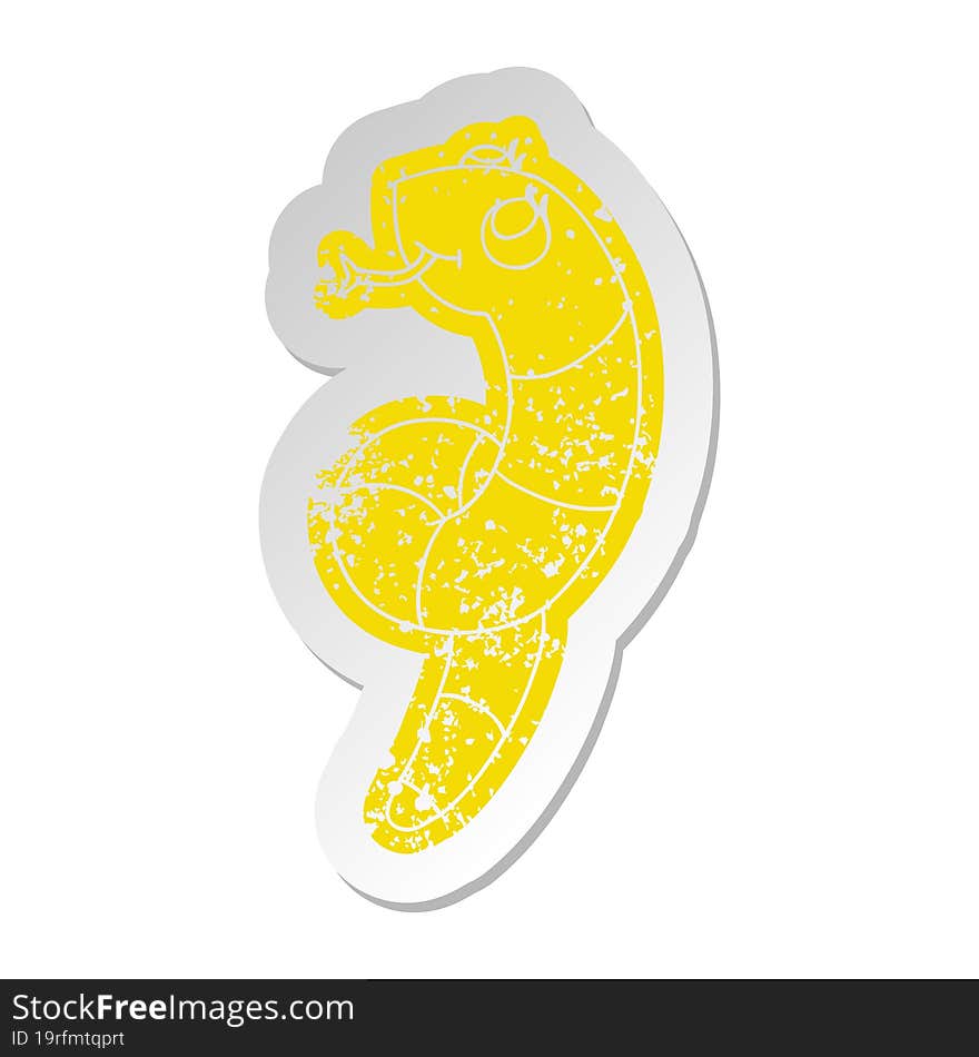 Distressed Old Sticker Kawaii Of A Cute Snake