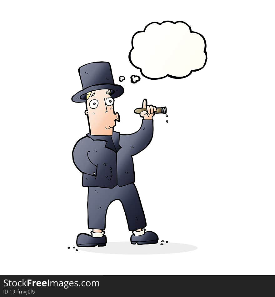 cartoon smoking gentleman with thought bubble