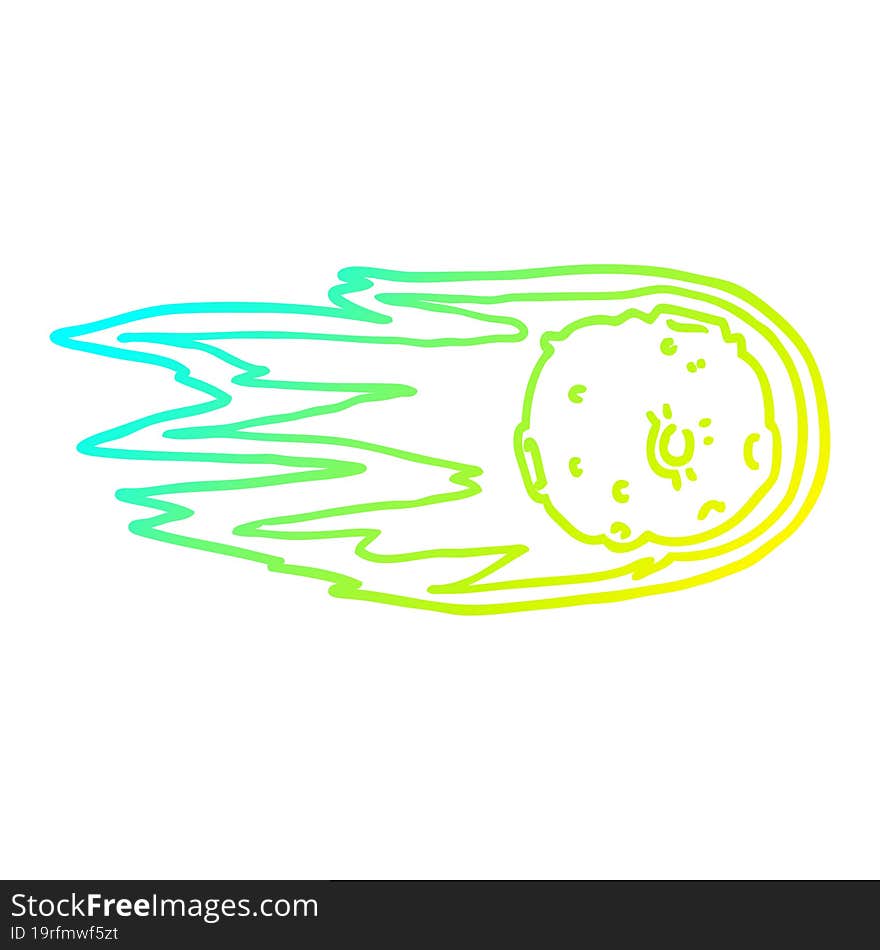 cold gradient line drawing cartoon comet