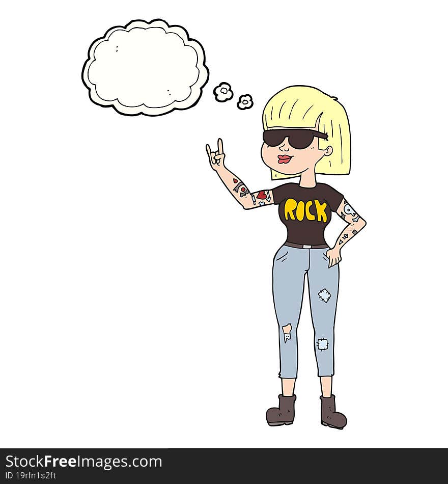 Thought Bubble Cartoon Rock Woman