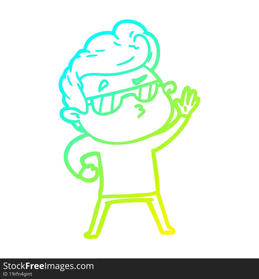 cold gradient line drawing cartoon cool guy