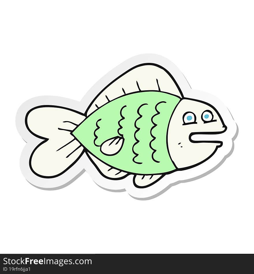 Sticker Of A Cartoon Funny Fish