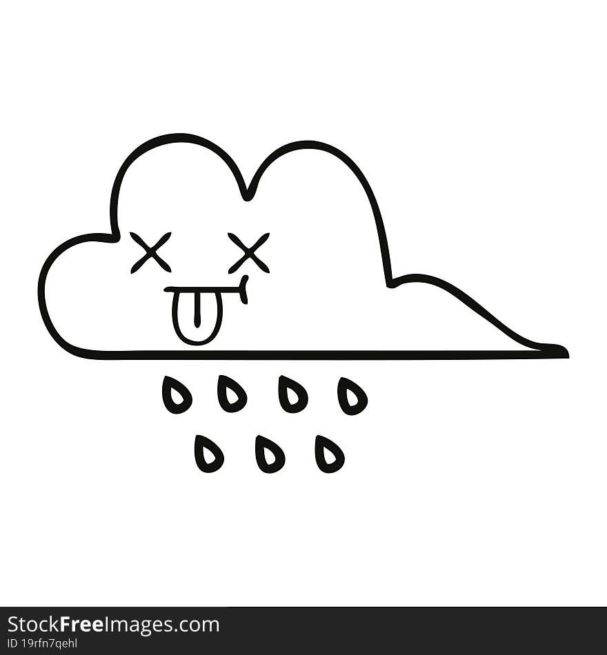 Line Drawing Cartoon Rain Cloud