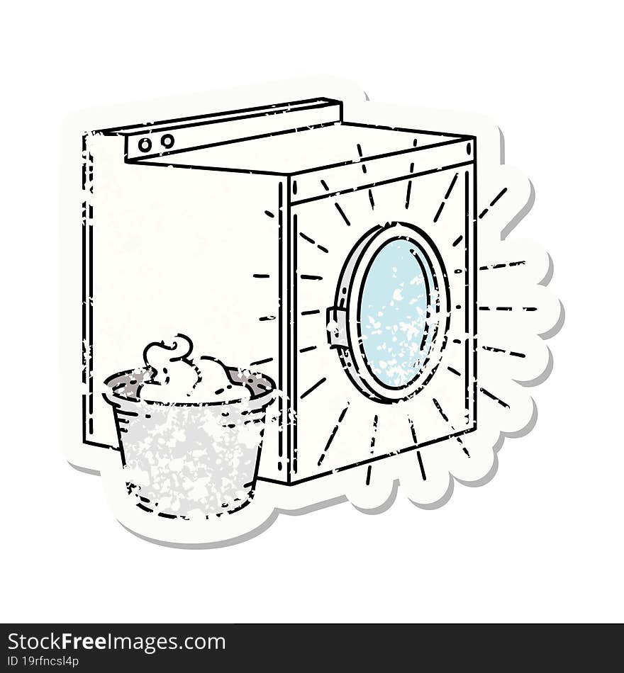 Grunge Sticker Of Tattoo Style Washing Machine