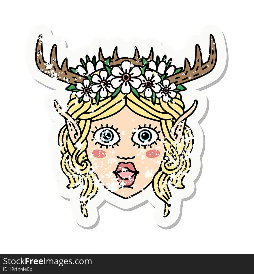 elf druid character face grunge sticker