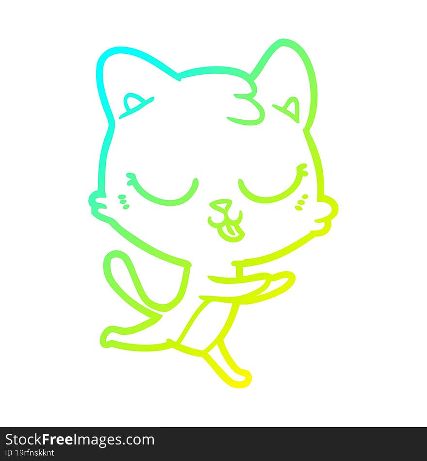 cold gradient line drawing cartoon cat hissing