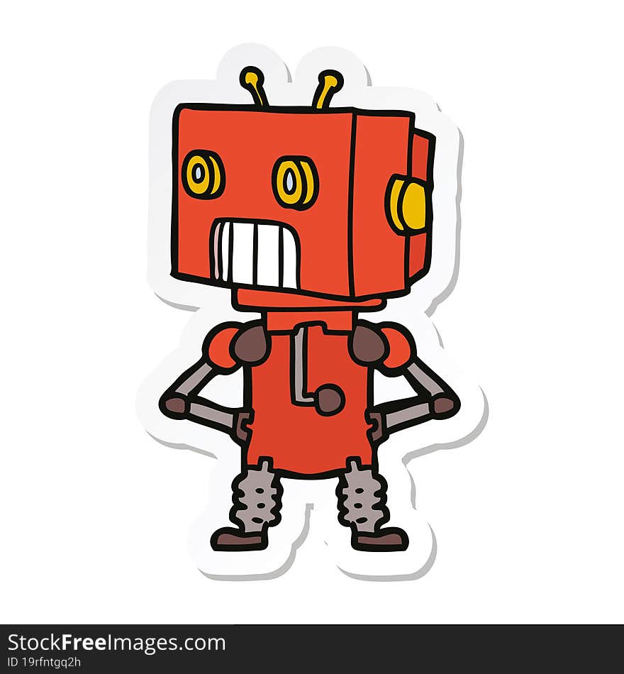 sticker of a cartoon robot