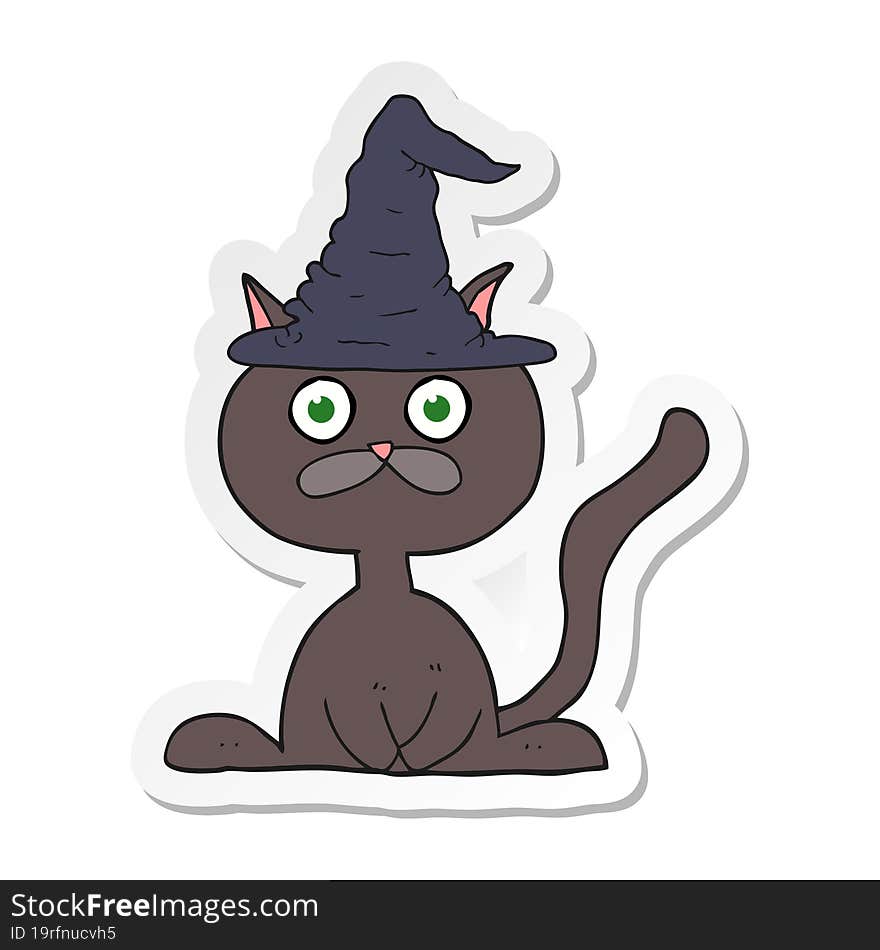 Sticker Of A Cartoon Halloween Cat