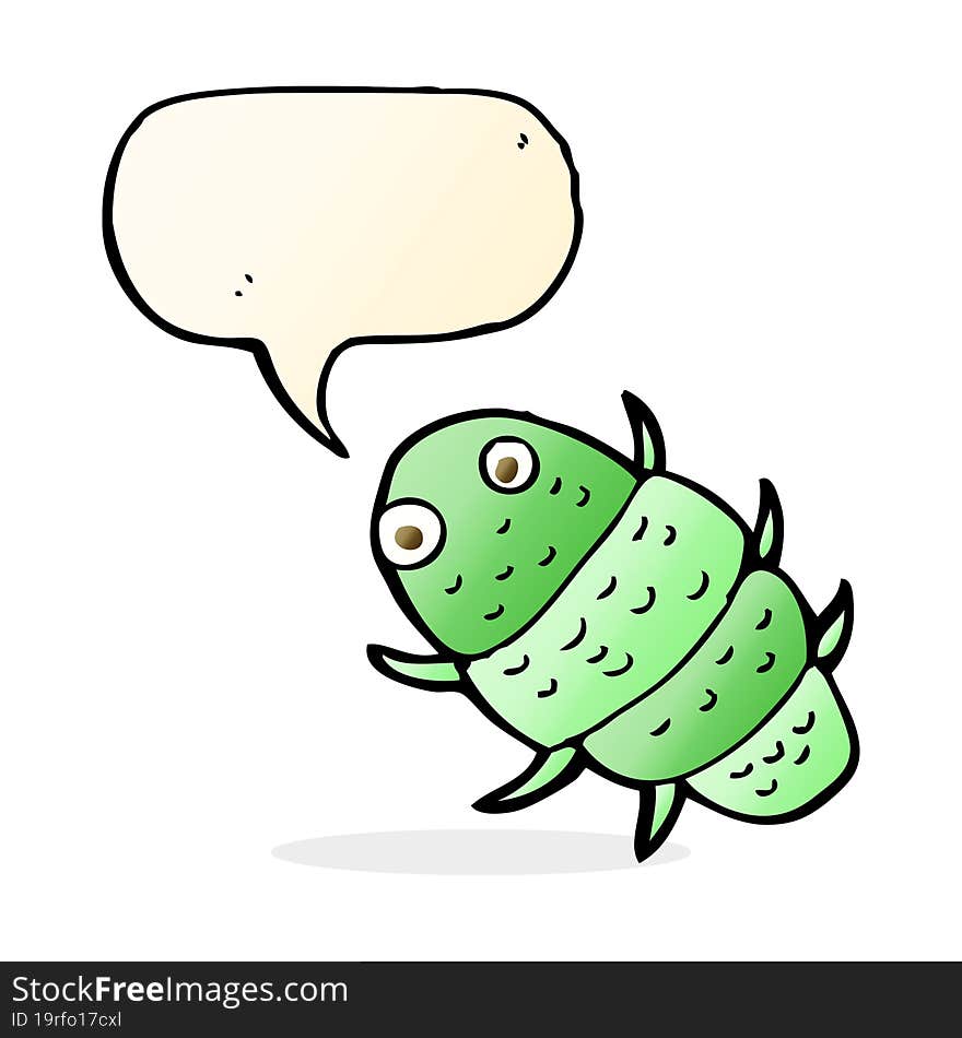 cartoon bug with speech bubble