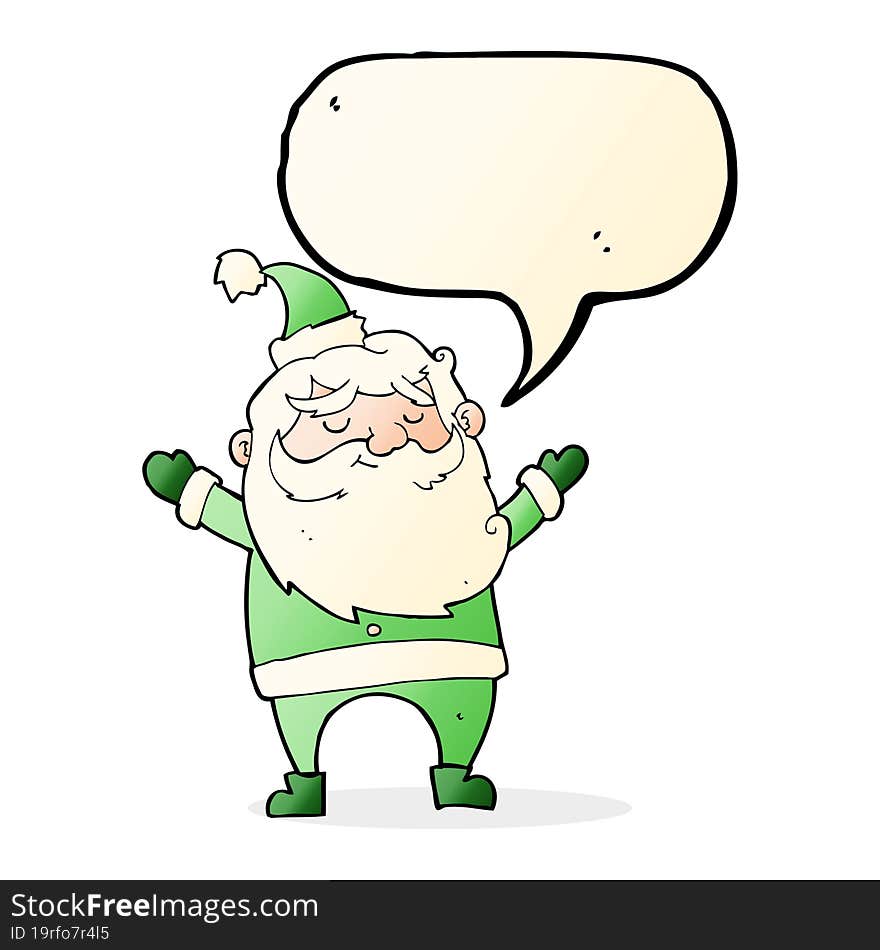 Cartoon Happy Santa Claus With Speech Bubble