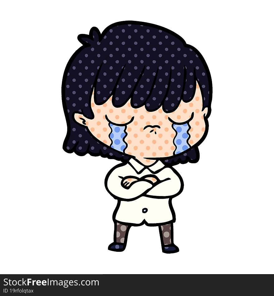 cartoon woman crying. cartoon woman crying