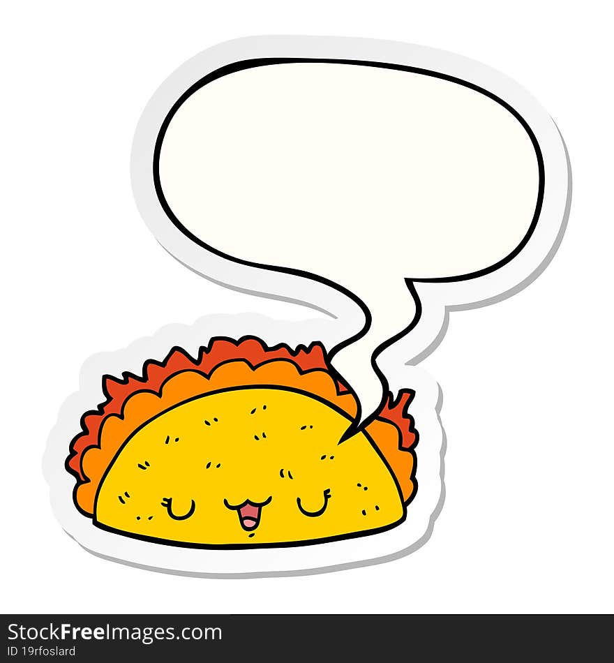 Cartoon Taco And Speech Bubble Sticker