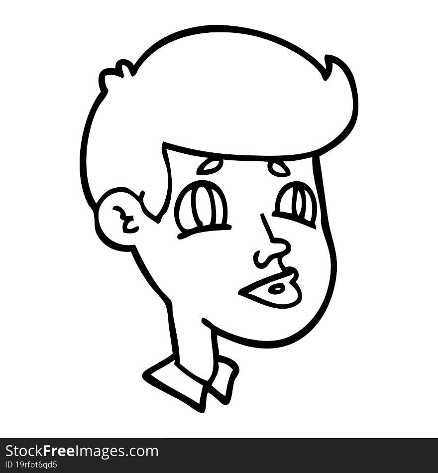 line drawing cartoon of a boy face