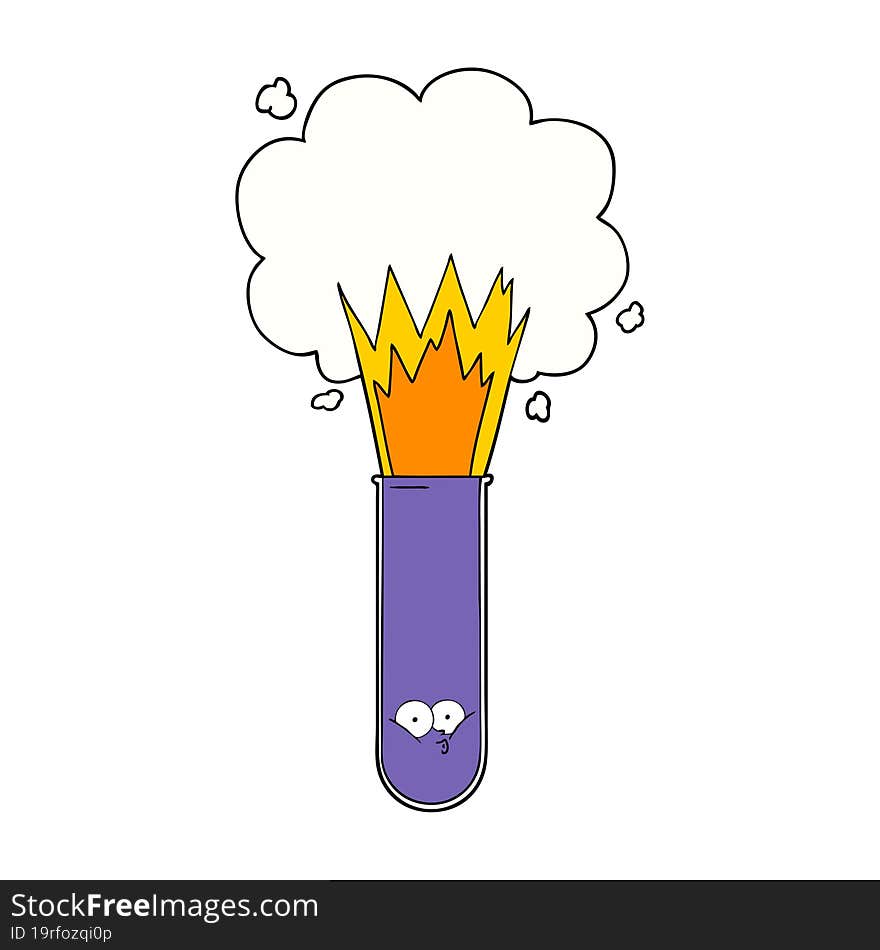 cartoon exploding chemicals in test tube. cartoon exploding chemicals in test tube