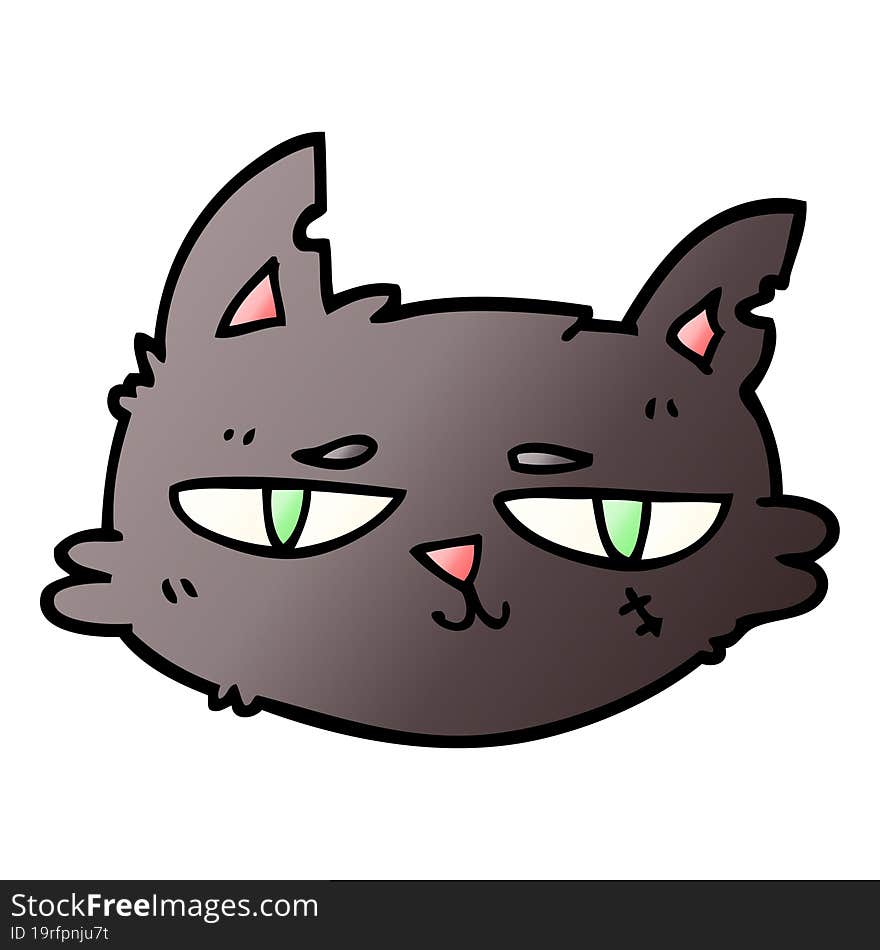 vector gradient illustration cartoon tough cat face