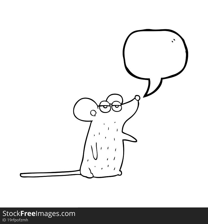 freehand drawn speech bubble cartoon mouse