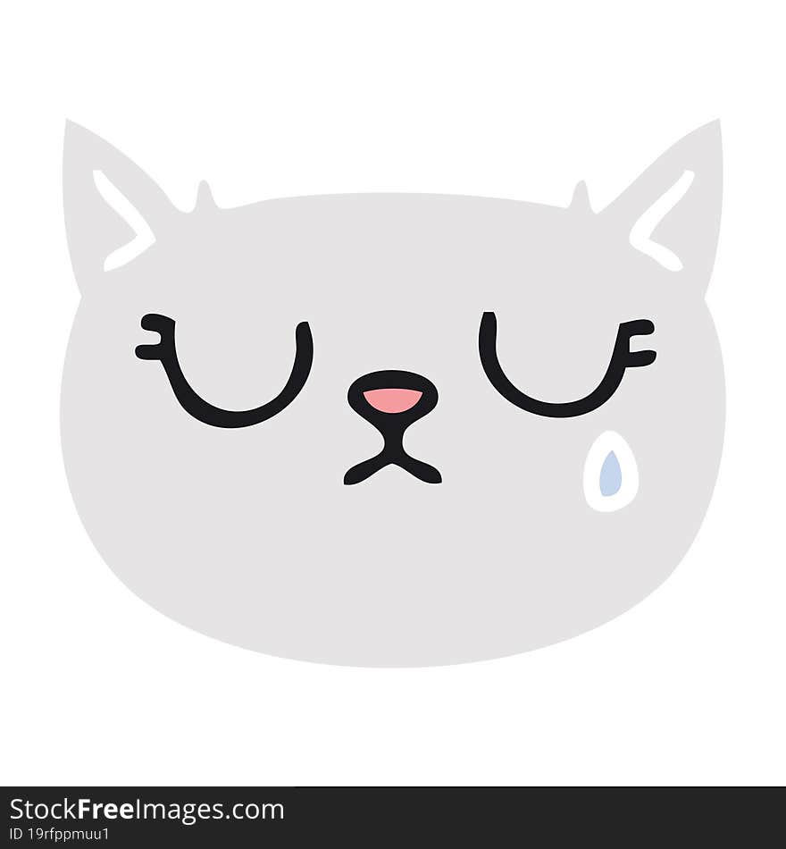 quirky hand drawn cartoon crying cat