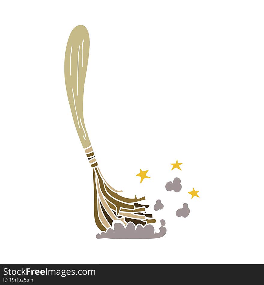 cartoon doodle magic broom sticks