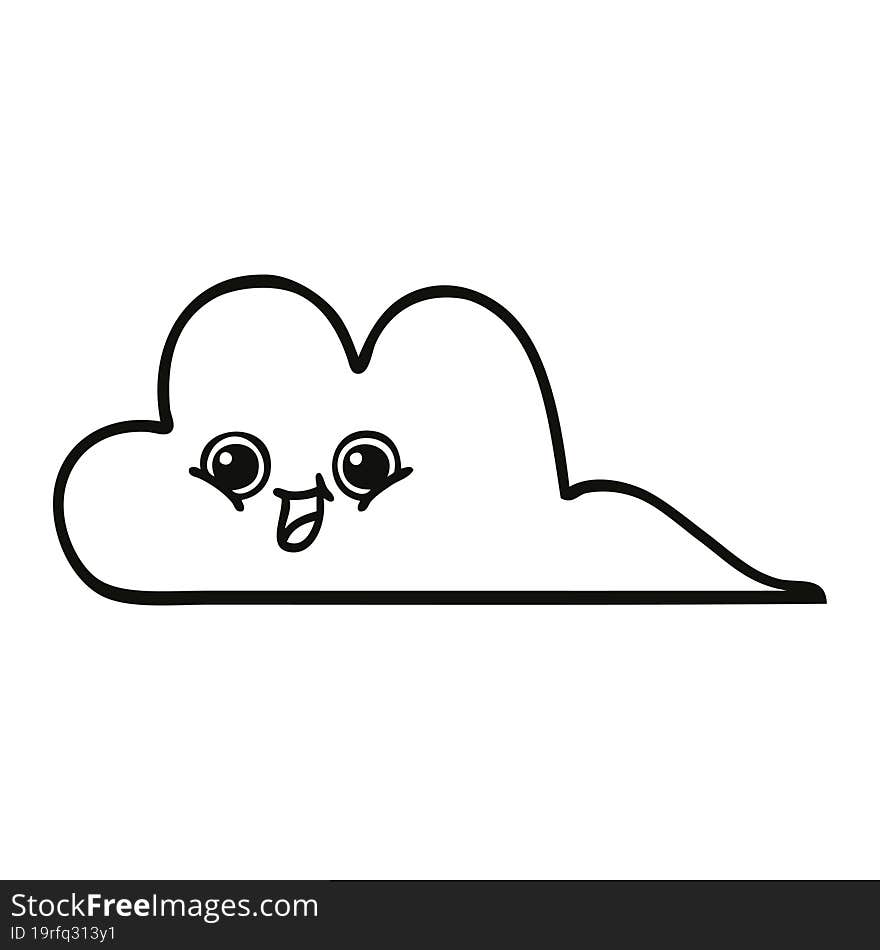 Line Drawing Cartoon Snow Cloud