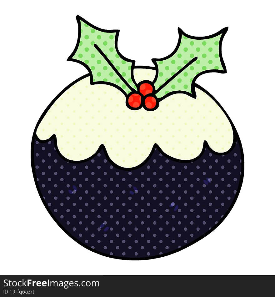 quirky comic book style cartoon christmas pudding