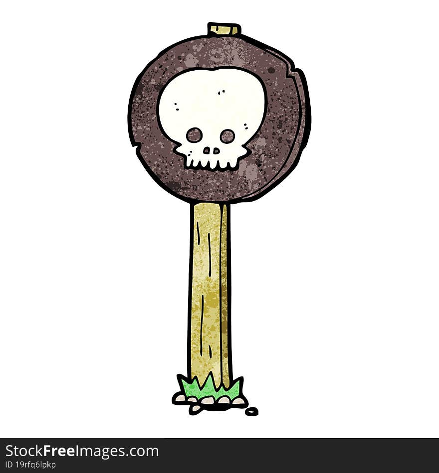 cartoon spooky skull signpost