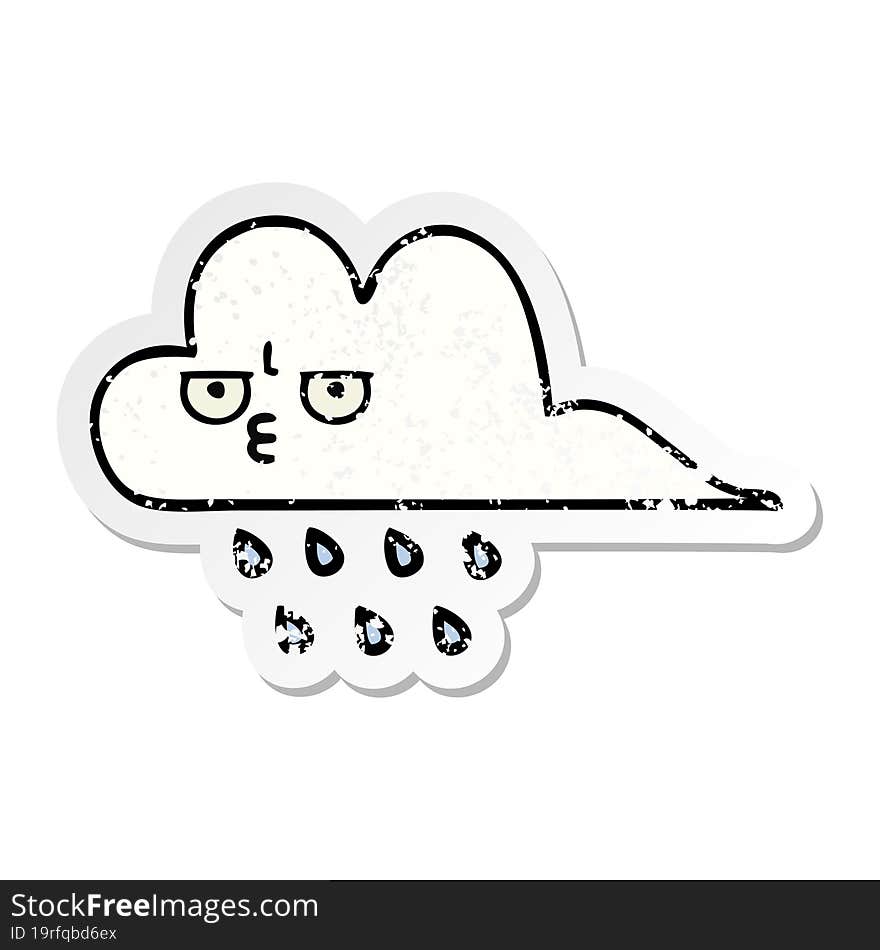 Distressed Sticker Of A Cute Cartoon Rain Cloud