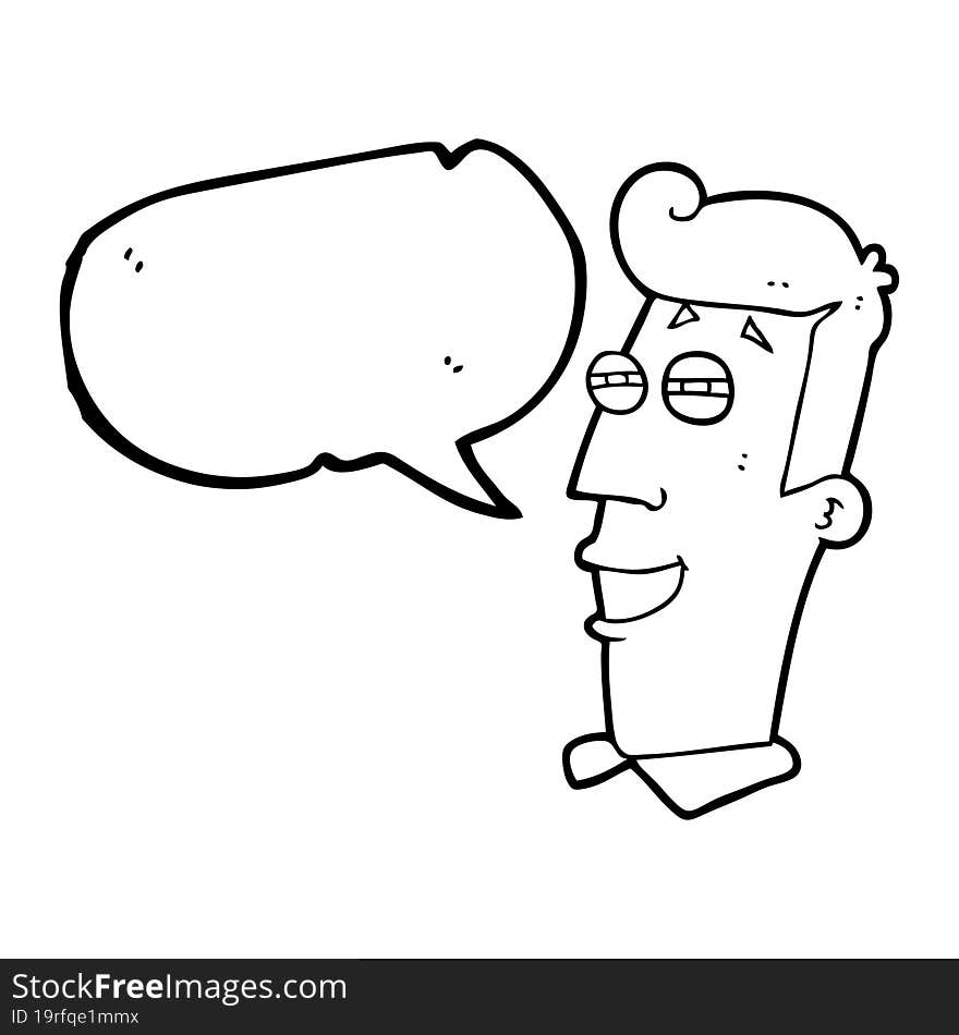 freehand drawn speech bubble cartoon grinning man