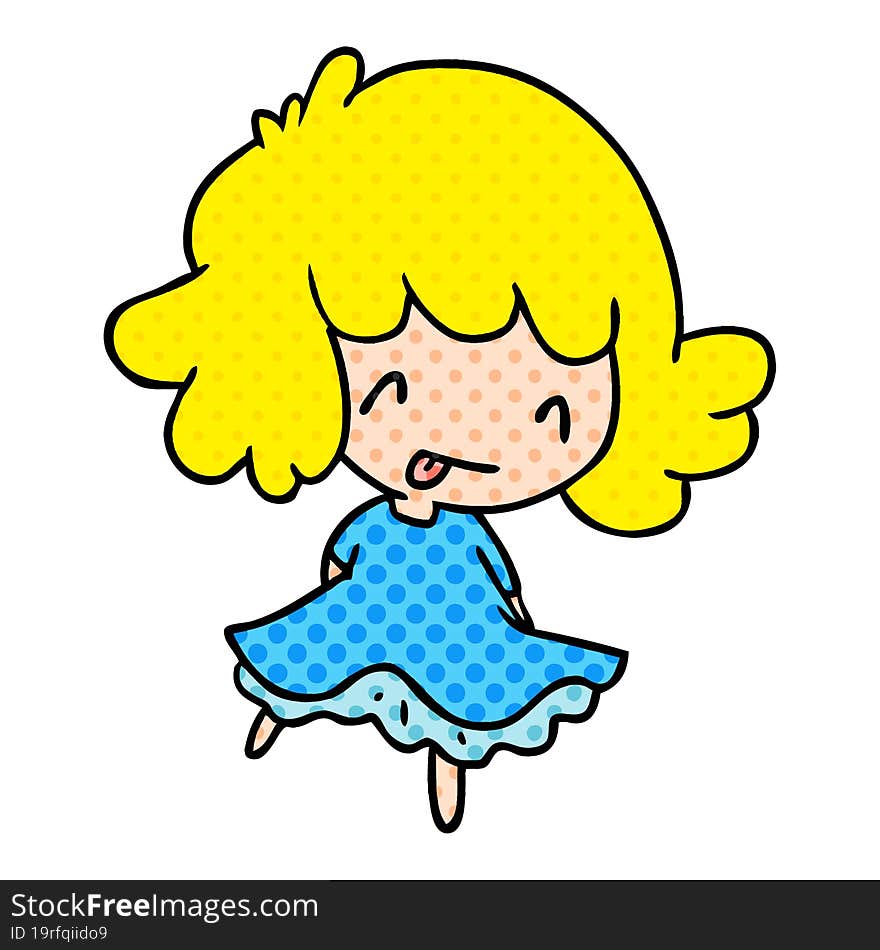 cartoon illustration of a cute kawaii girl. cartoon illustration of a cute kawaii girl