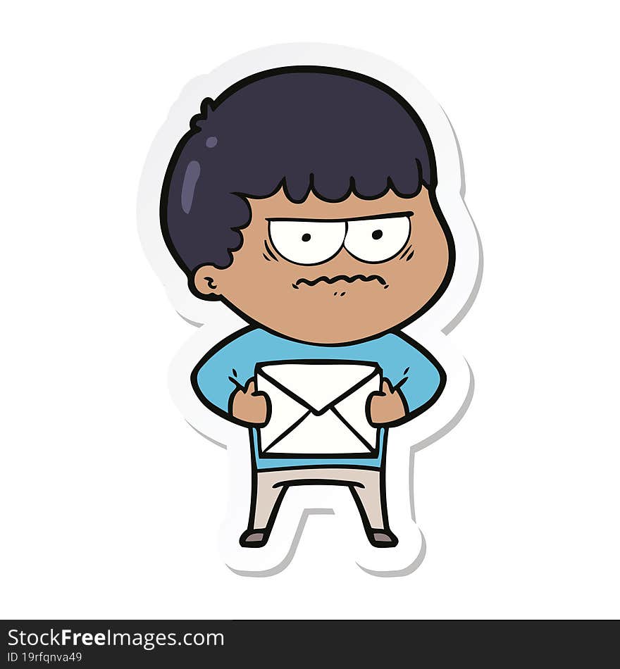 sticker of a cartoon annoyed man