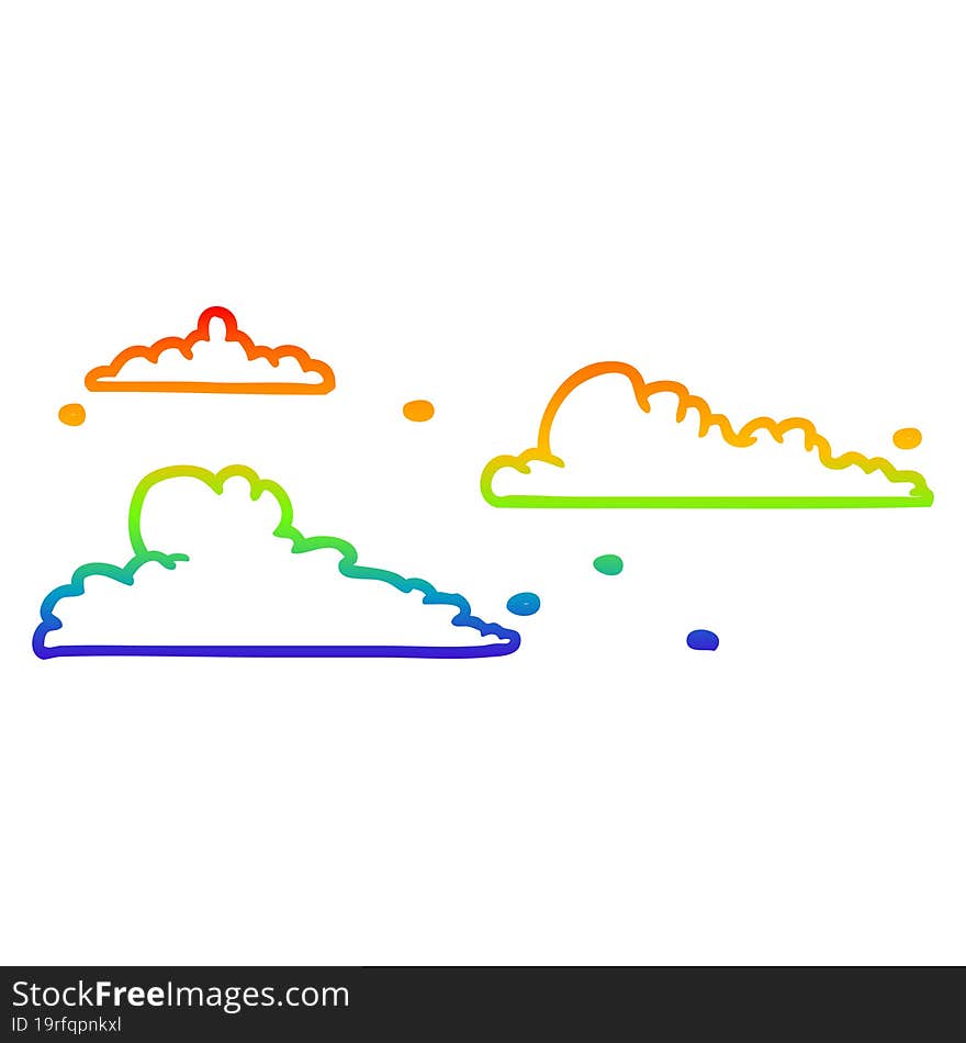 Rainbow Gradient Line Drawing Clouds Drifting By