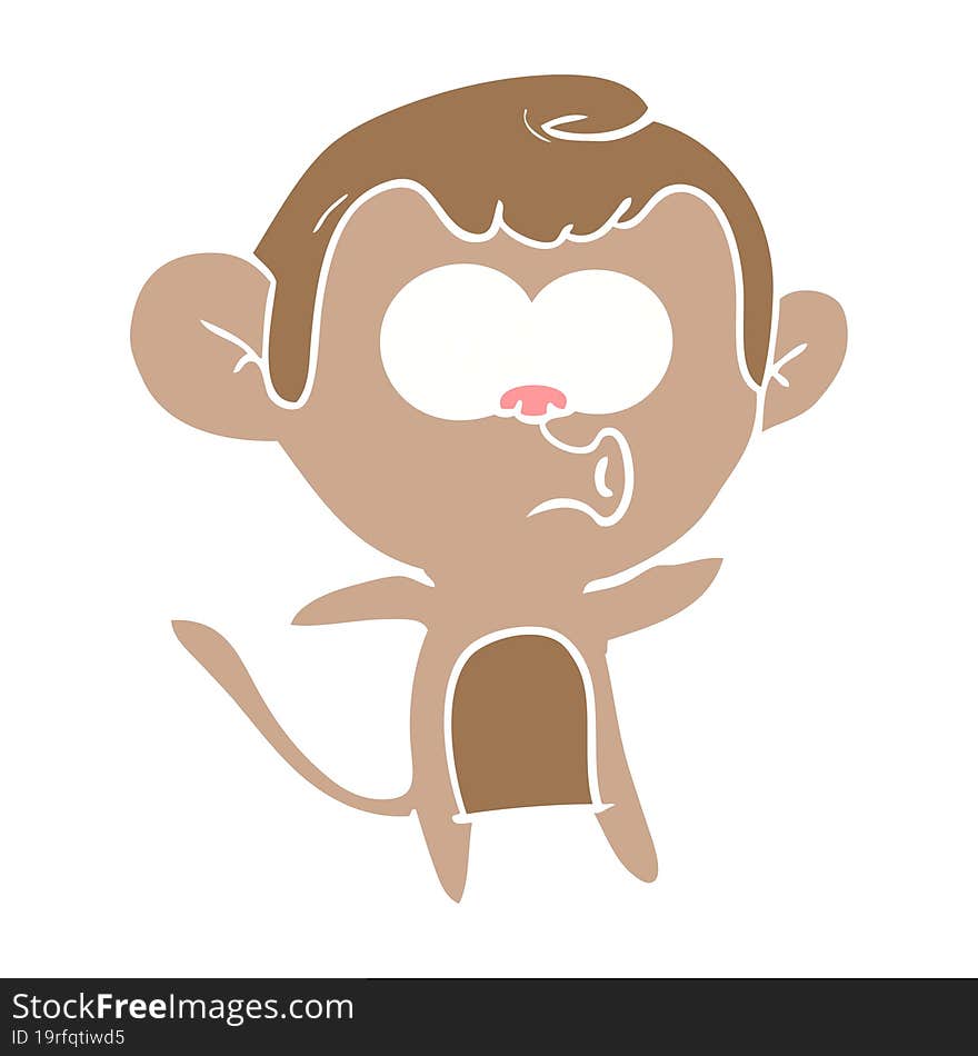 flat color style cartoon surprised monkey