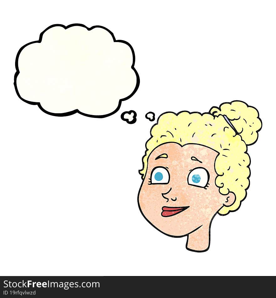 thought bubble textured cartoon female face