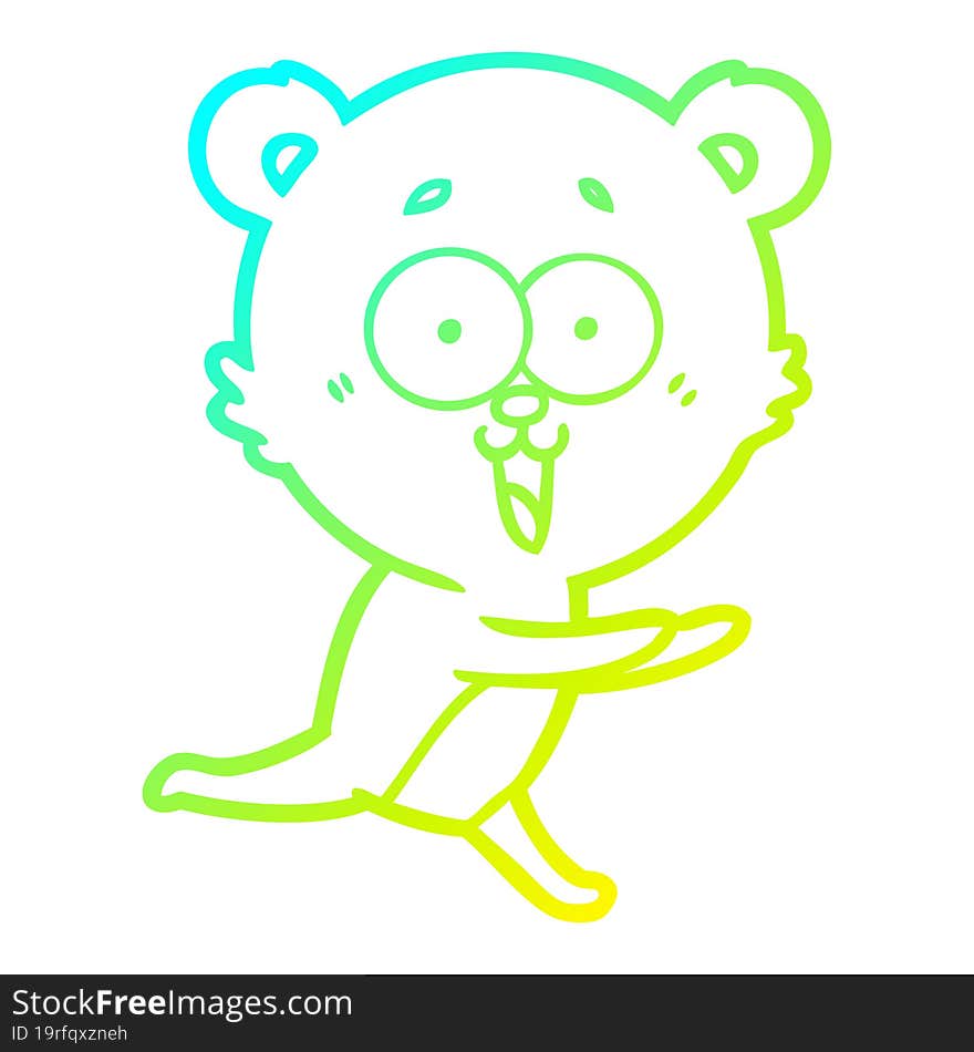 cold gradient line drawing laughing teddy  bear cartoon