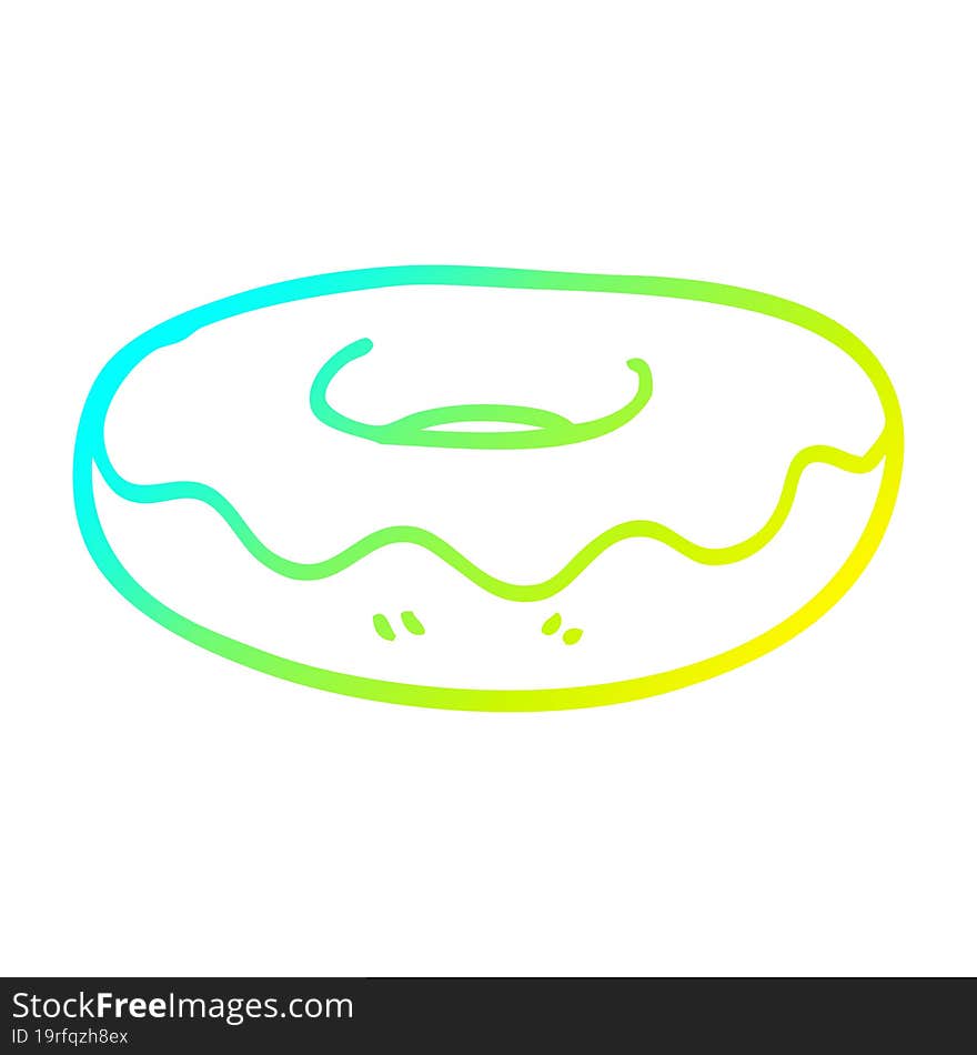 cold gradient line drawing cartoon iced donut