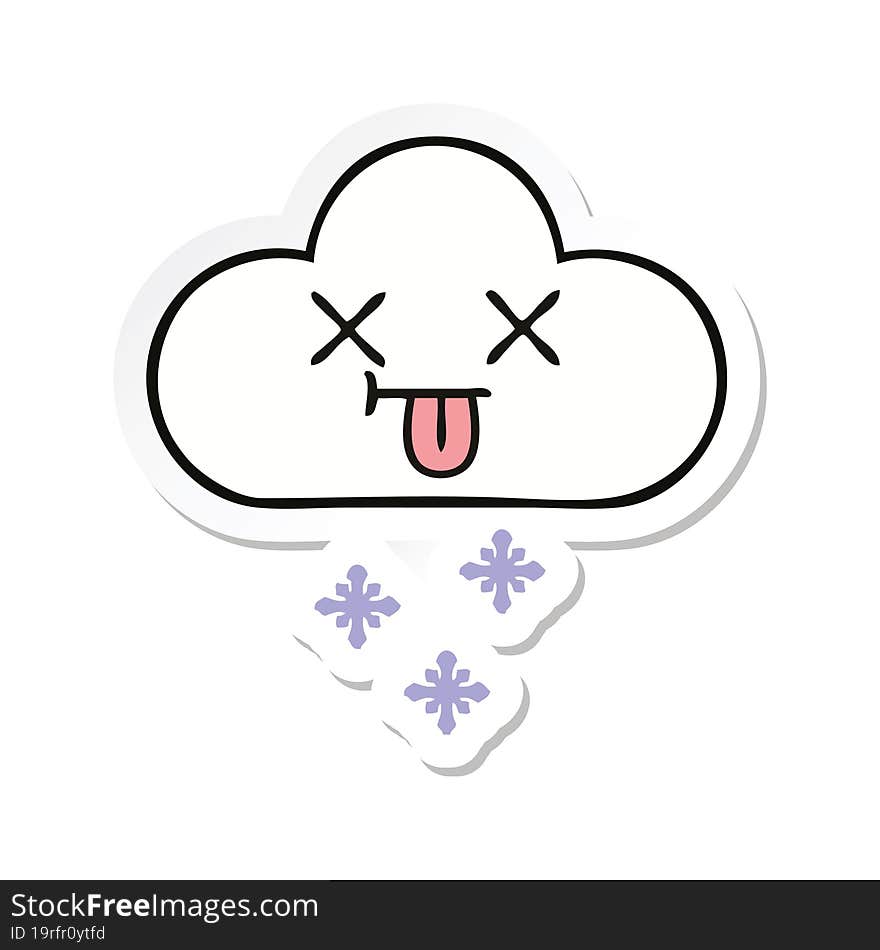 Sticker Of A Cute Cartoon Snow Cloud