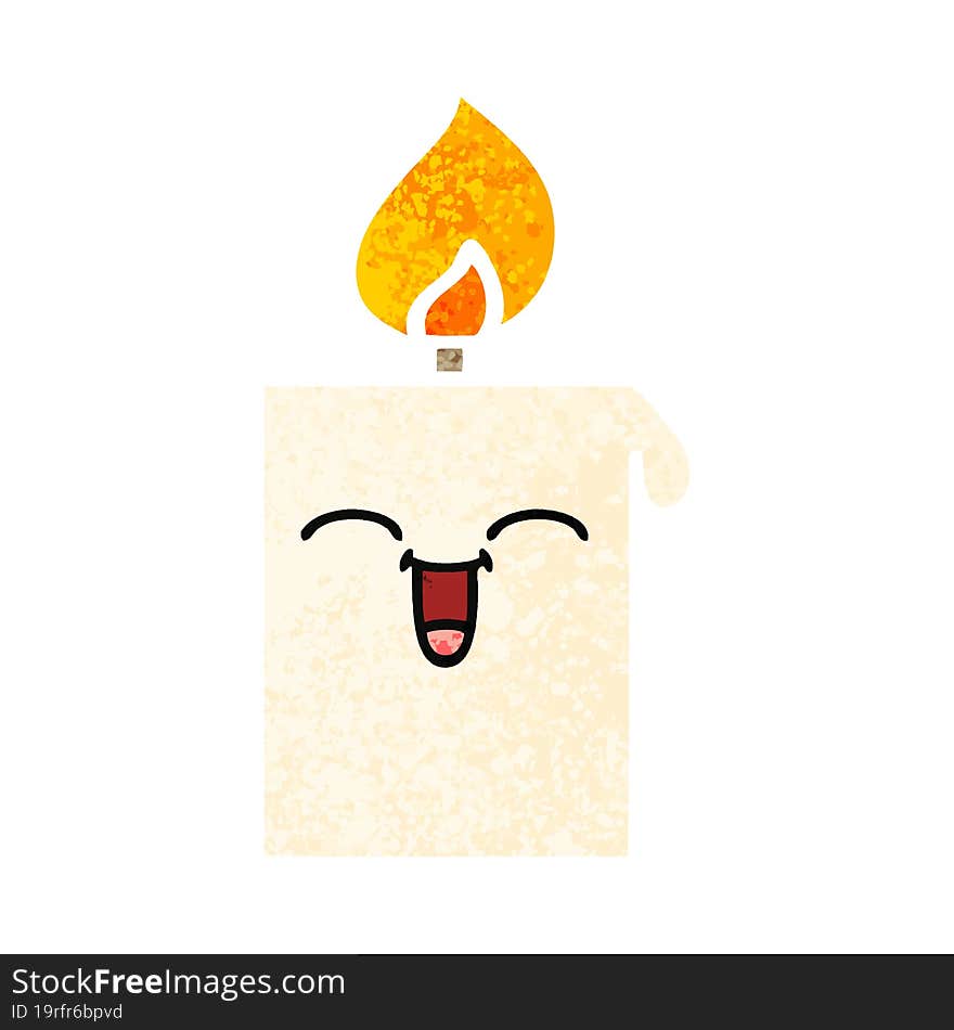 retro illustration style cartoon lit candle