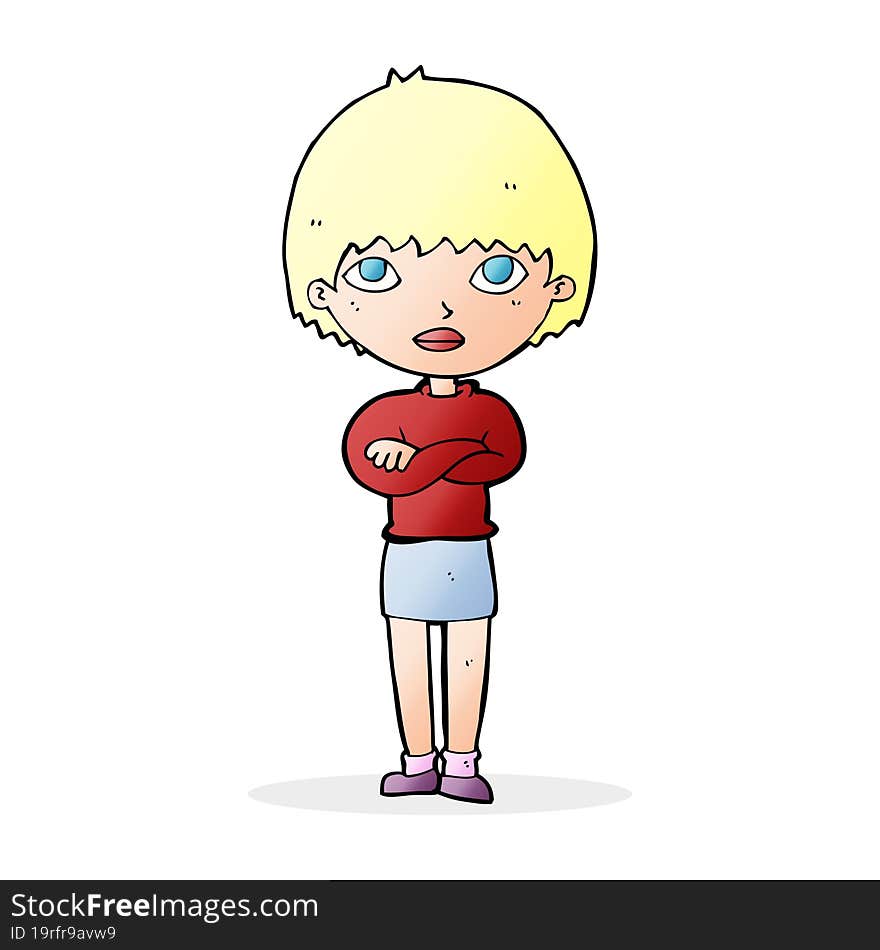 cartoon woman with crossed arms