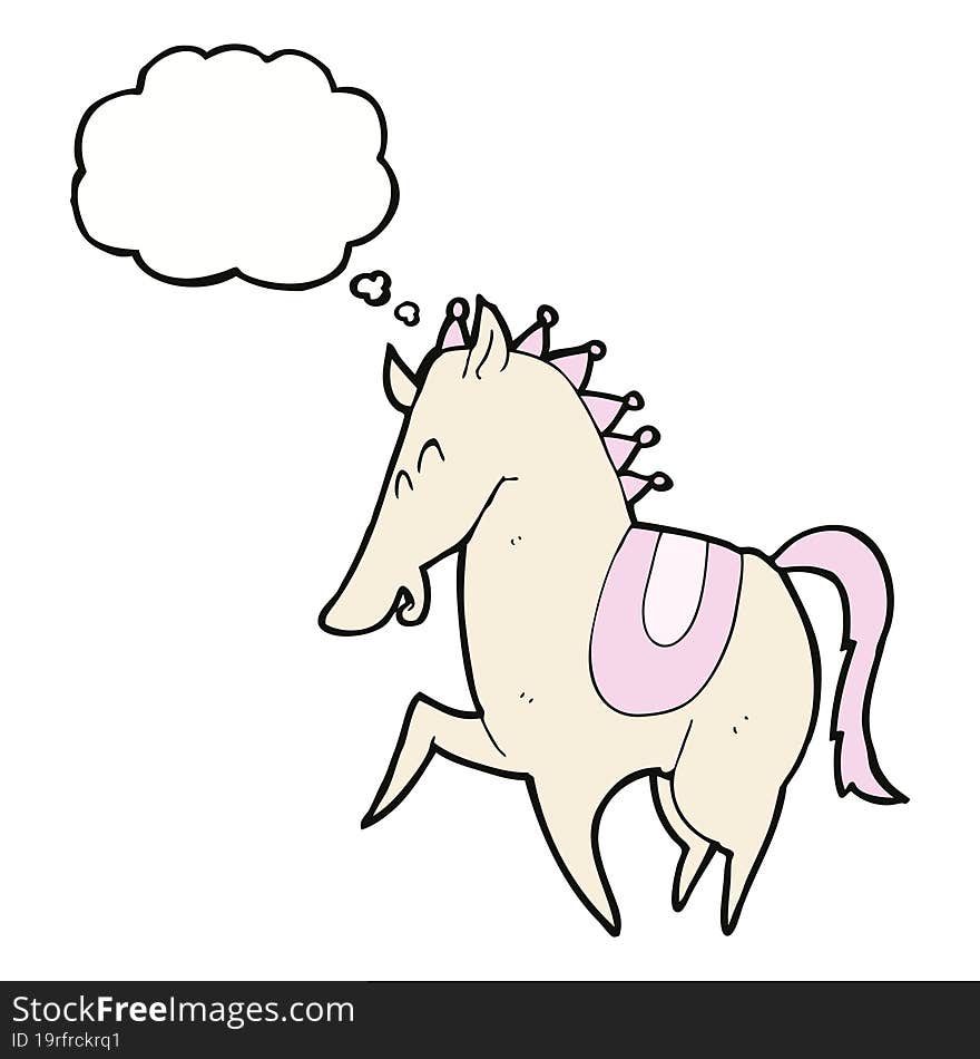 cartoon prancing horse with thought bubble