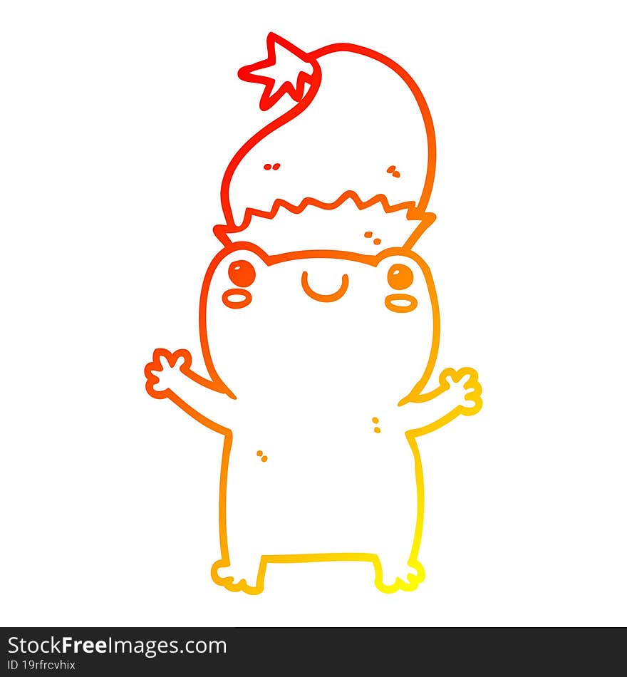 Warm Gradient Line Drawing Cute Christmas Frog