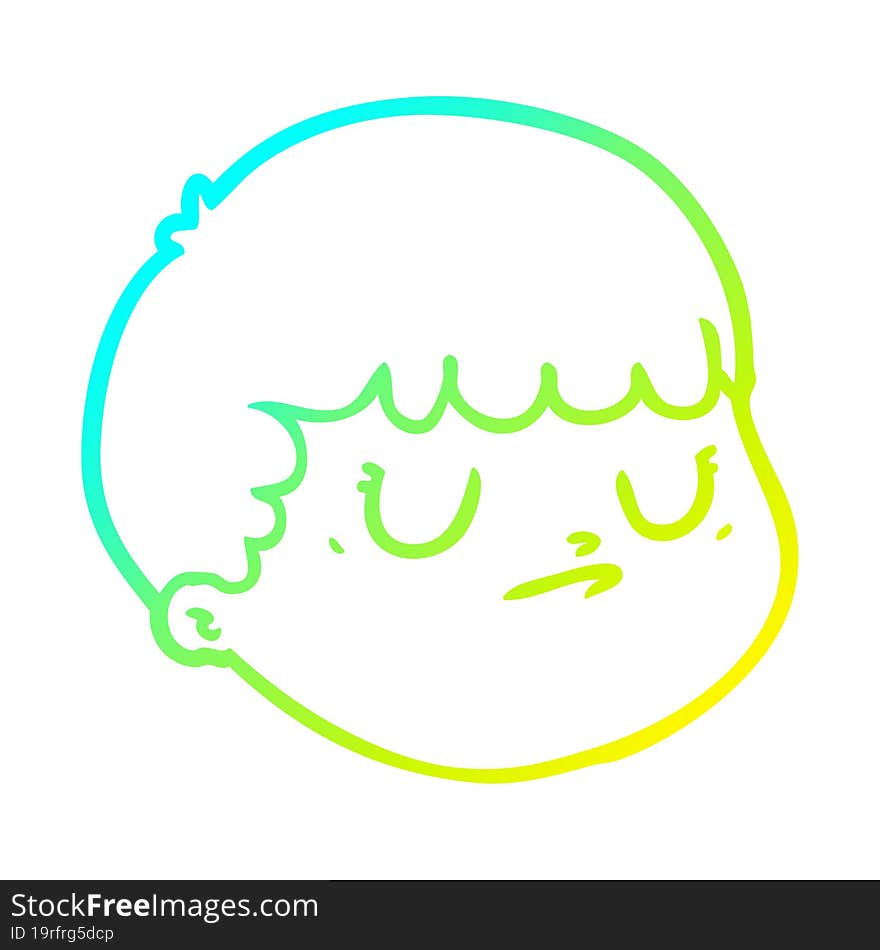 Cold Gradient Line Drawing Cartoon Male Face